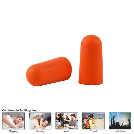 Interstate Safety 40201 Ultra-Soft Foam Earplugs, Box of 200 Pair - 32dB Highest NRR - Orange Color