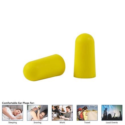 Interstate Safety 40202 Ultra-Soft Foam Earplugs, Box of 200 Pair - 32dB Highest NRR - Yellow Color