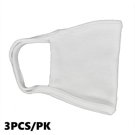 Interstate Safety 40362 Reusable Unisex Face Mask with Round/Ear Loop - 100% Cotton (WHITE) - 3/Pack