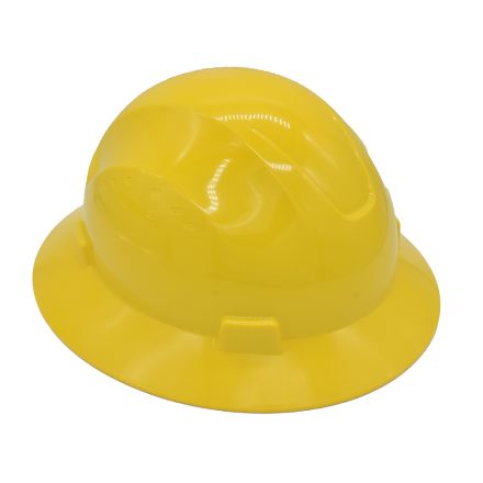 Interstate Safety 40408 Snap Lock 4 Point Ratchet Suspension Full Brim Hard Hat / Safety Helmet - 6-1/2 Inch to 8 Inch Heads - Yellow Color